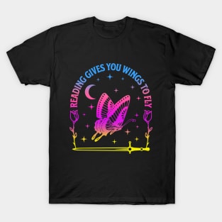 Reading Gives You Wings To Fly Funny Apparel T-Shirt